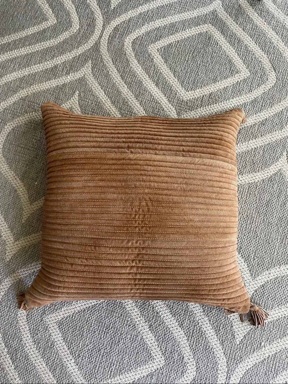 Williams Sonoma pillow cushion cover XL leather suede 20x20”